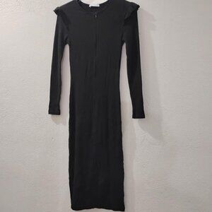 Zara-s- black sweaters pencil dress-long sleeves ribbons shoulders